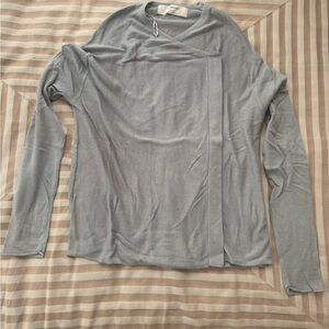 Zara Soft Gray Asymmetrical Long Sleeve Cardigan